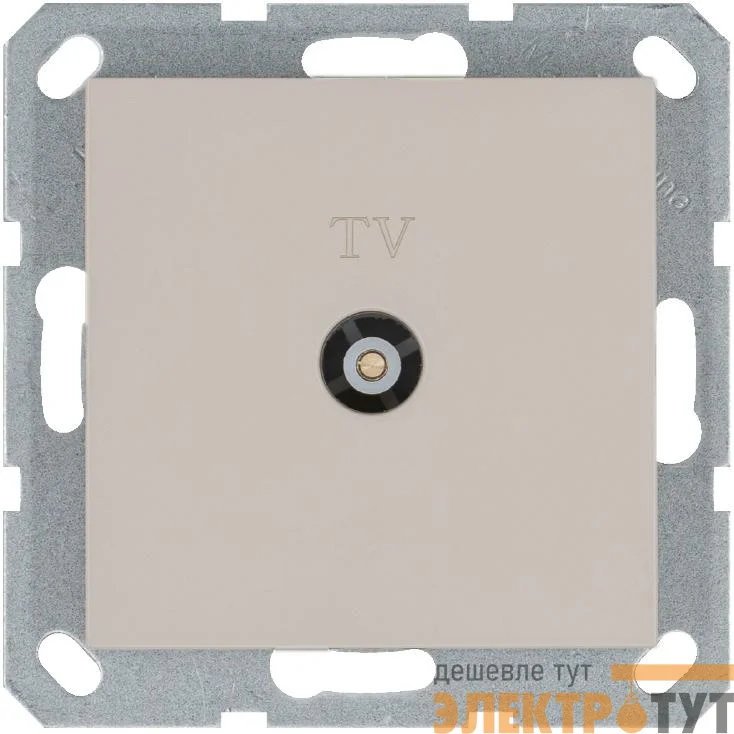 Розетка телевизионная проходная TV Ф9.5мм механизм тауп Jasmart G6002T