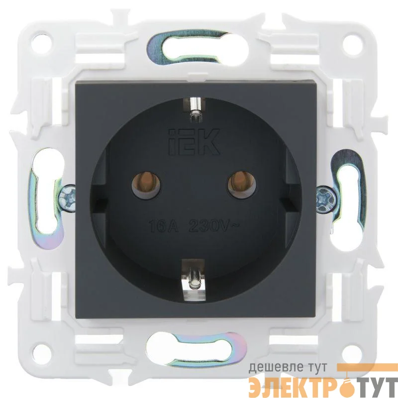 Розетка SKANDY 16А с заземл. без защ. шторок SK-R05G графит IEK SK-R11-16-K53