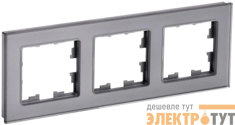 Рамка 3-м BRITE РУ-3-2-БрСе стекло сер. IEK BR-M32-G-K03