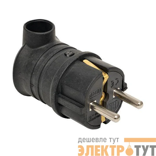 Вилка угловая 16А 2P+PE 230В IP44 каучук черн. PROxima EKF RPS-017-16-230-44-r