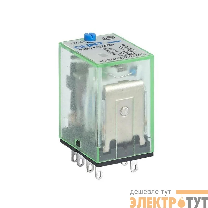 Реле промежуточное с кнопкой тестирования NJDC-17(D)/4ZS 4 конт. с инд. LED 3А DC 24В CHINT 651060