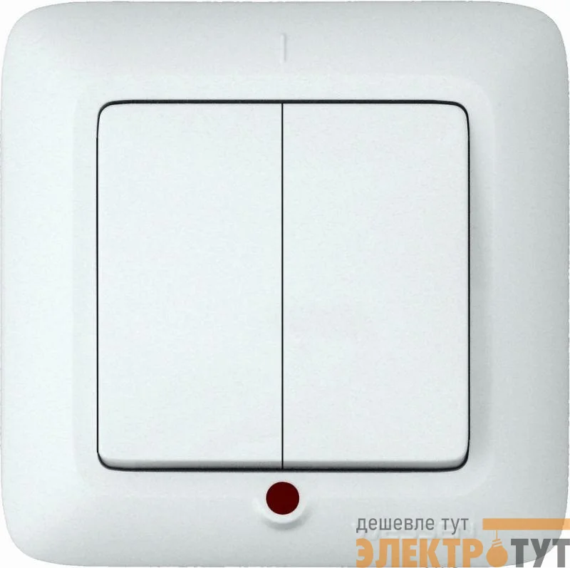 Выключатель 2-кл. СП Прима 6А IP20 с индик. бел. (опт. упак) SchE S56-039-B