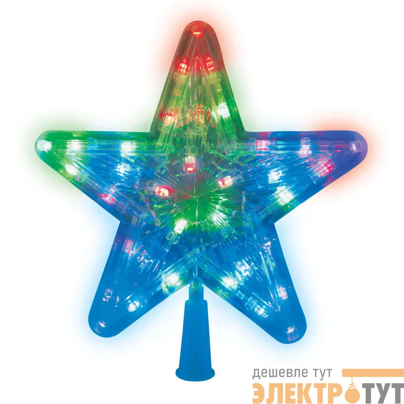 Украшение светодиодное для елки ULD-H2222-030/DTA MULTI STAR-1 "Звезда-1" 22см 30 светодиодов разноцвет. провод прозр. Uniel UL-00005492