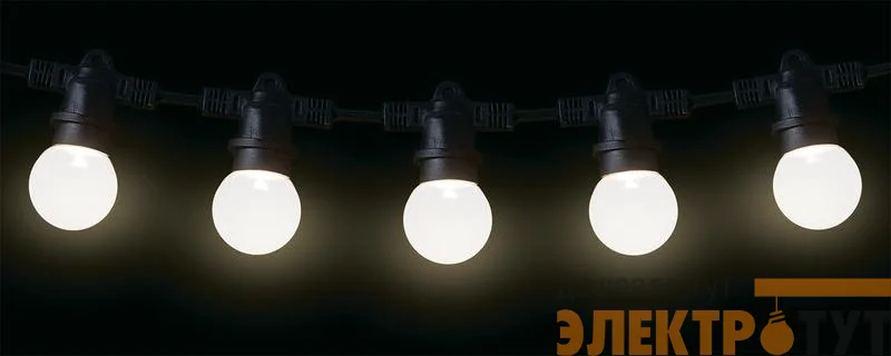 Гирлянда уличная "Белт-лайт" PBL-S60/L18+1.5 Black E27 IP65 18м 60ламп 1.5м шнур соедин. в линию max750Вт (лампы не в компл.; возможно использов. с фитолампами в теплице) Pro JazzWay 5040588A