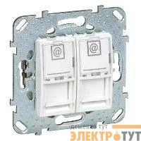 Механизм розетки комп. 2-м СП Unica Хамелеон RJ45 CAT.6 бел. SchE MGU5.2424.18ZD