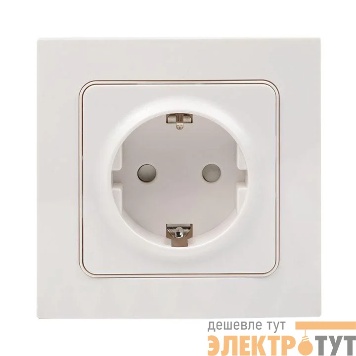 Розетка 1-м СП Стокгольм 16А IP20 с заземл. защ. шторки бел. PROxima EKF EXR16-028-10