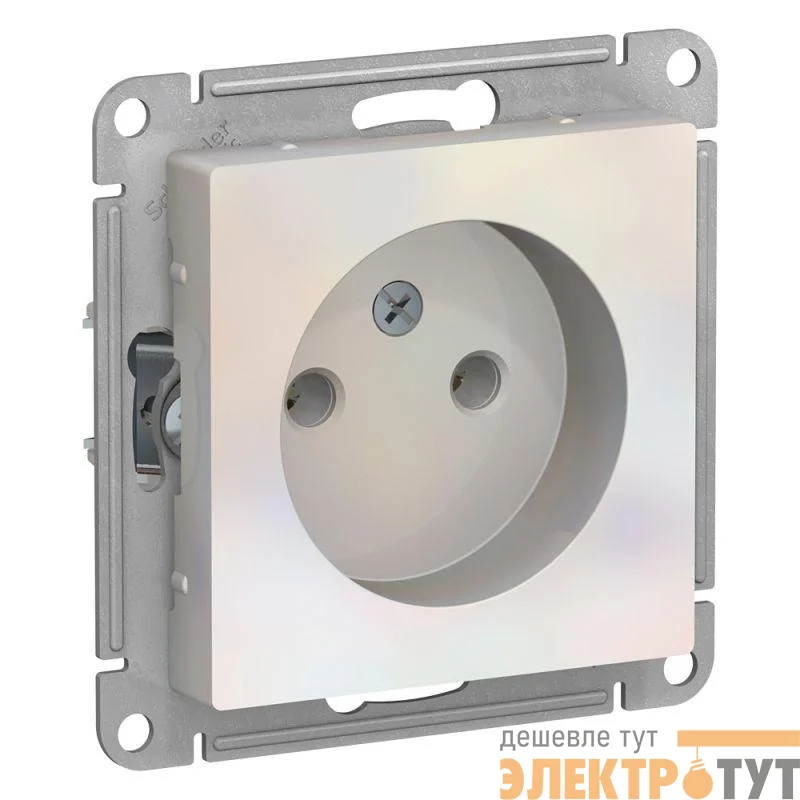 Розетка 1-м СП AtlasDesign 16А IP20 без заземл. без защ. шторок механизм жемчуж. SE ATN000441