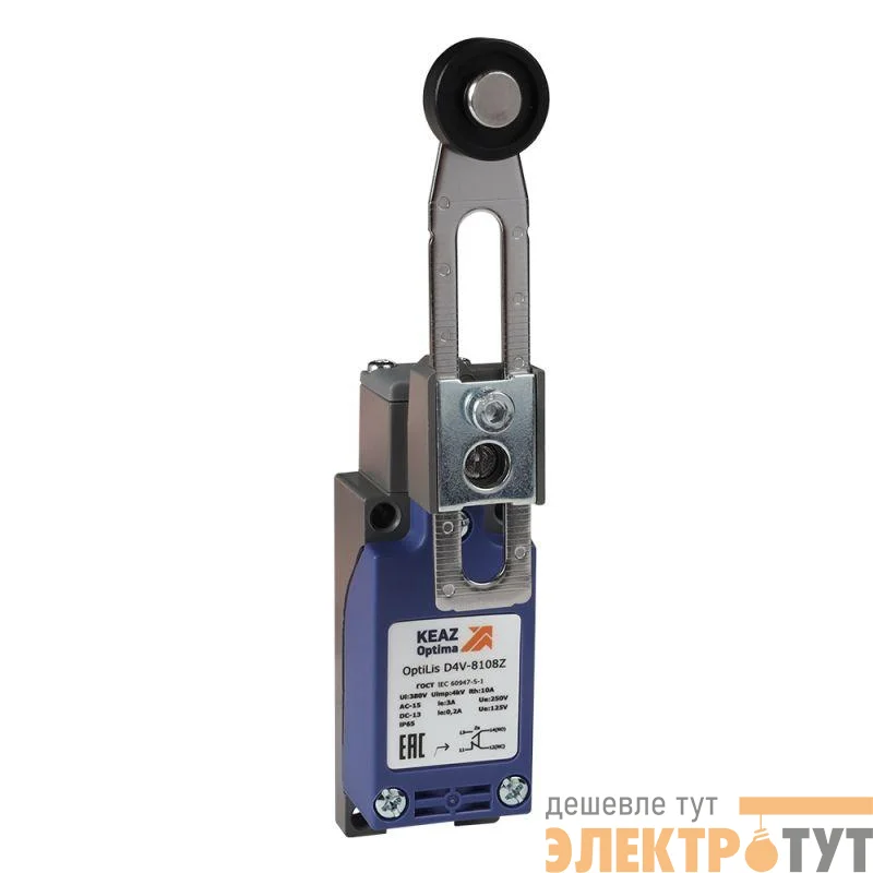 Выключатель концевой OptiLiS D4V-8108Z рычаг регулируемый с роликом пластик. XCKP2145P16 КЭАЗ 365291