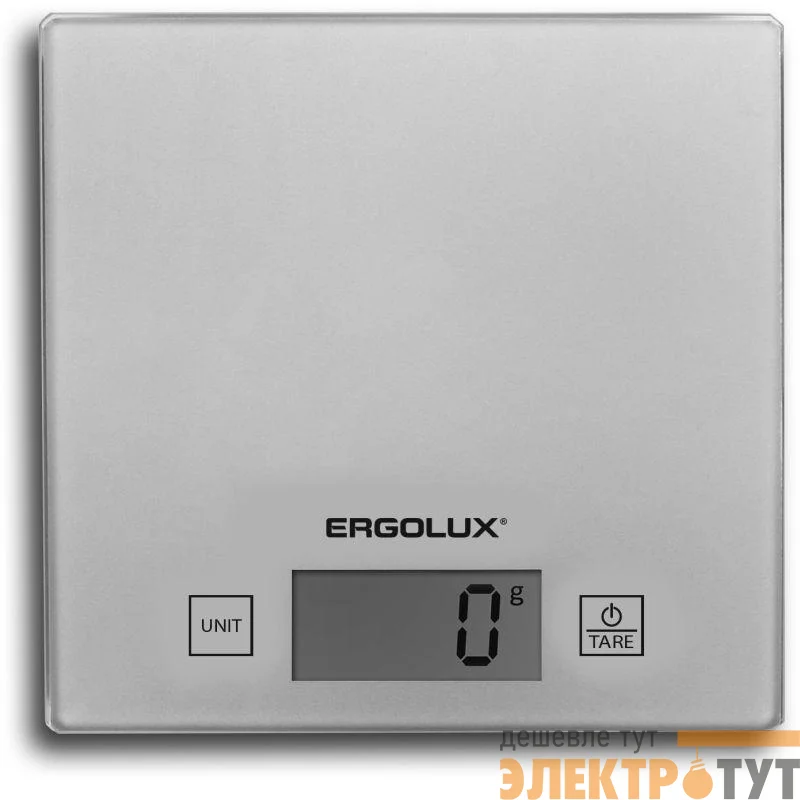 Весы кухонные ELX-SK01-С03 до 5кг 150х150мм сер. Ergolux 13429