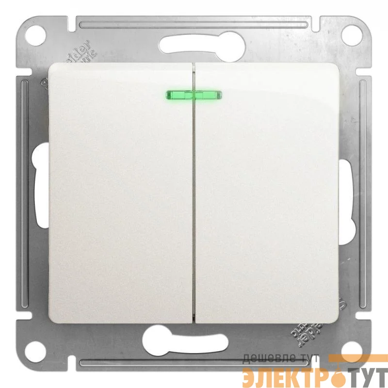 Выключатель 2-кл. СП Glossa 10А IP20 (сх. 5а) 10AX с подсветкой механизм перламутр. SE GSL000653