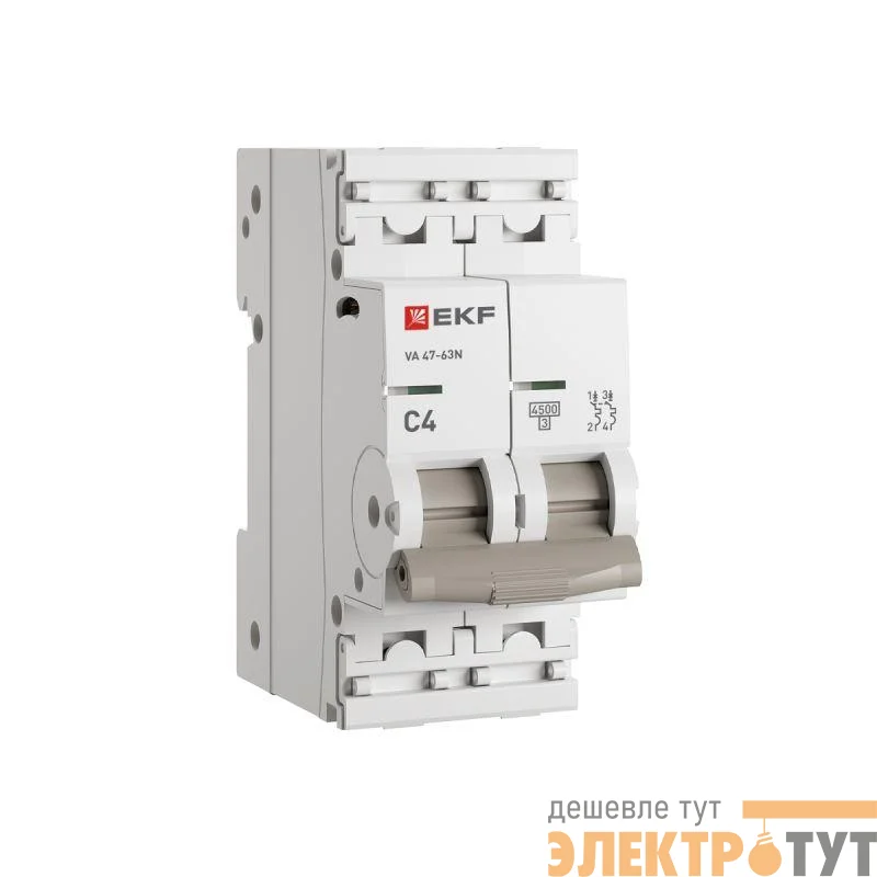 Выключатель автоматический 2п C 4А 4.5кА ВА 47-63N PROxima EKF M634204C