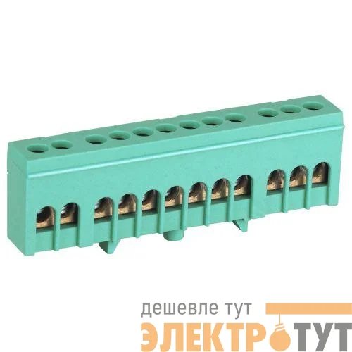 Шина PE земля в изолированном корпусе на DIN-рейку ШНИ-6х9-12-Д зел. NO-224-104 Эра Б0062971