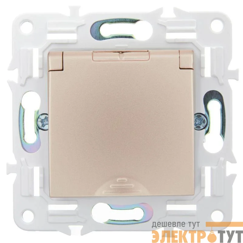 Розетка 1-м SKANDY 16А IP44 с заземл. защ. шторки с крышкой SK-R11Sa песочн. IEK SK-R16-16-44-K98