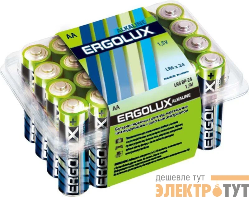 Элемент питания алкалиновый LR6 BP-24 LR6 BP-24 1.5В Alkaline (уп.24шт) Ergolux 11750