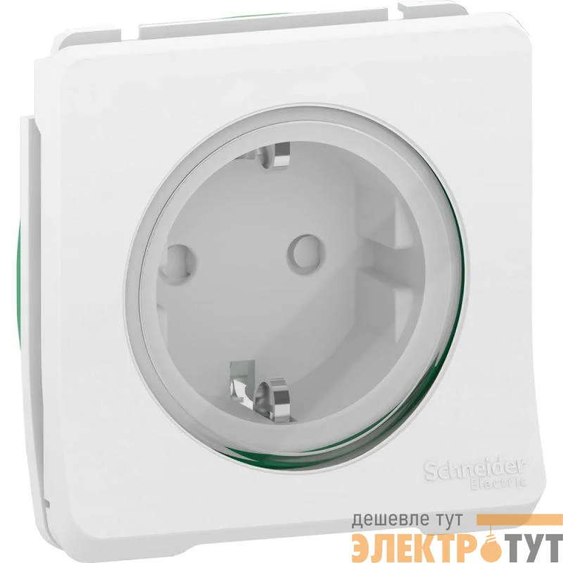 Механизм розетки Mureva Styl защ. шторки заземл. бел. IP55 SchE MUR39134