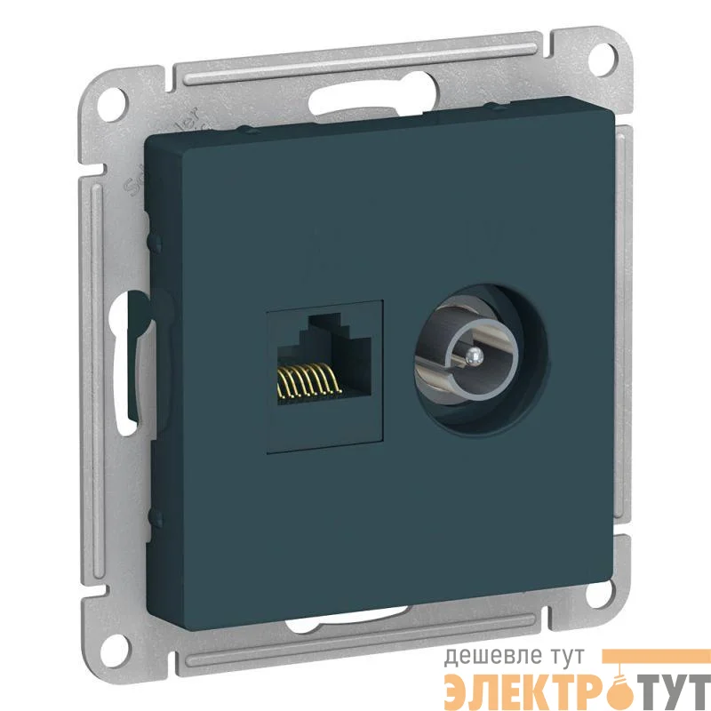 Механизм розетки компьютерной 2-м AtlasDesign RJ45 кат.5E+TV изумруд SchE ATN000889