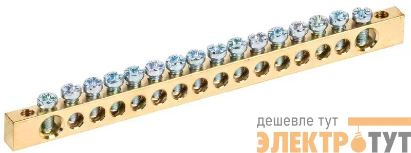 Шина PEN "земля-ноль" 6х9мм 16/2 (16групп/крепеж по краям) IEK YNN11-16-100