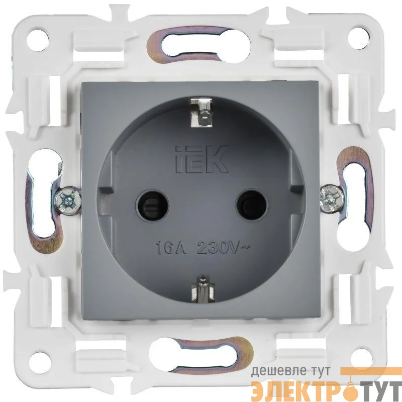 Розетка SKANDY 16А с заземл. защ. шторки SK-R04Gr сер. IEK SK-R14-16-K03