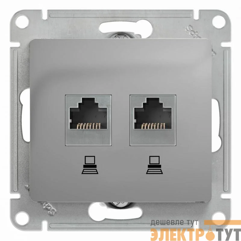 Розетка компьютерная 2-м Glossa RJ45 кат.5E механизм алюм. SE GSL000385KK