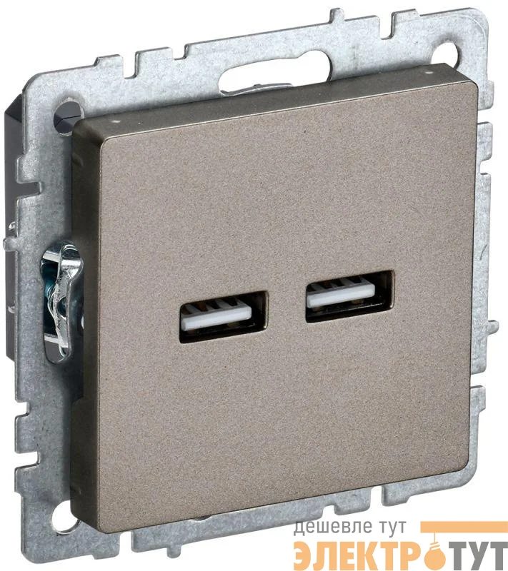 Розетка BRITE USB A+A 3.1А РЮ10-1-БрШ механизм шампань IEK BR-U21-D31-K37