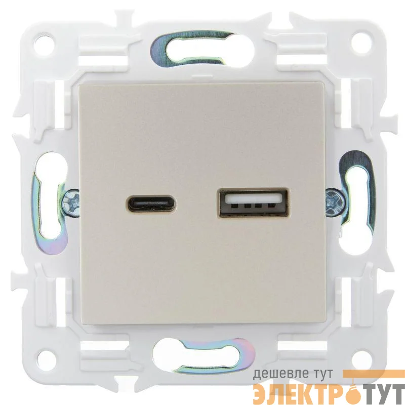 Розетка USB A+C 18Вт SKANDY SK-R13Sh шампань IEK SK-U22-018-K37