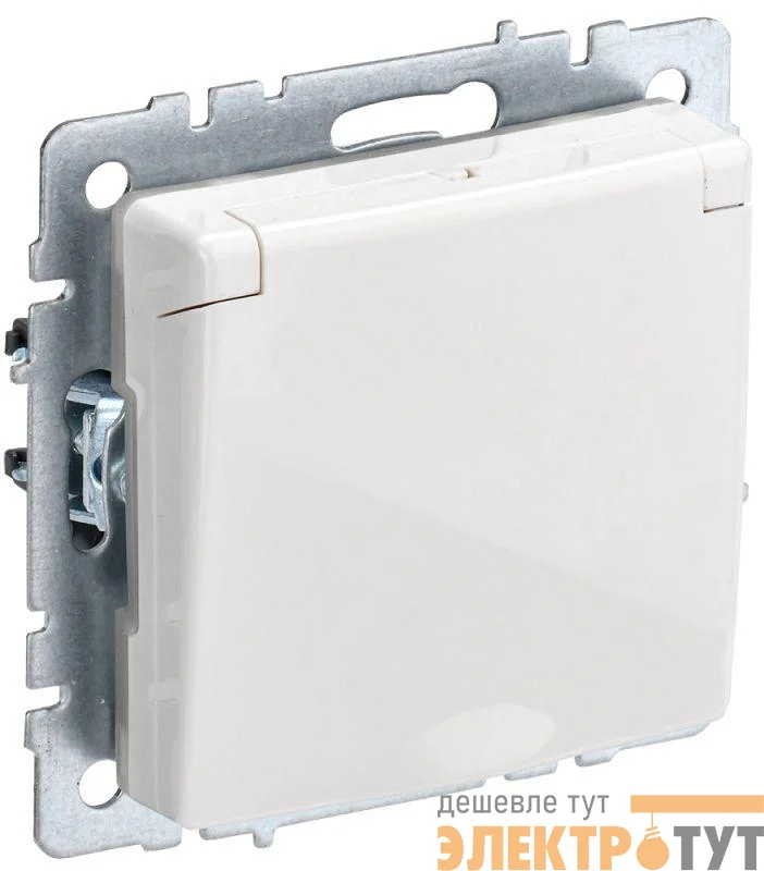 Розетка BRITE РСбш10-3-БрБ 16А IP20 с заземл. защ. шторки с крышкой механизм бел. IEK BR-R16-16-K01