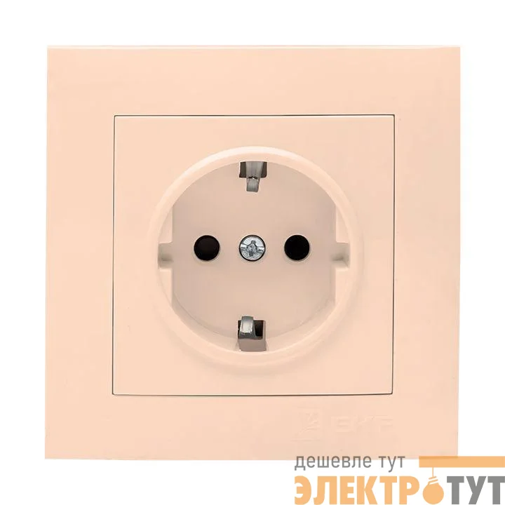 Розетка 1-м СП Валенсия 16А IP20 с заземл. защ. шторки крем. PROxima EKF EWR16-028-20