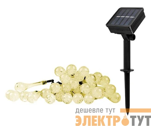 Светильник светодиодный SLR-G08-30W садовый; гирлянда капли теплый бел. солнечная батарея ФАZА 5040960