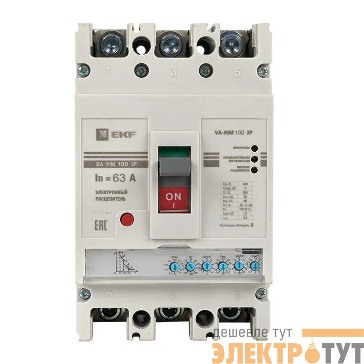 Выключатель автоматический 3п 100/63А 50кА ВА-99М PROxima электр. расцеп. EKF mccb99-100-63me