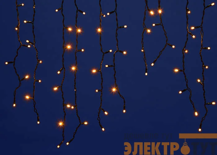 Гирлянда "Бахрома" светодиодная ULD-B3010-200/TBK WARM WHITE IP67 с эффектом мерцания Uniel UL-00003934