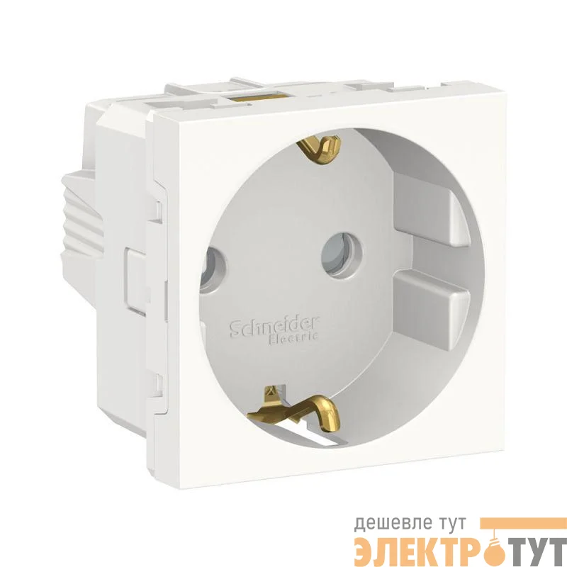 Розетка 1-м 2мод. Unica Modular 16А IP21 250В с заземл. защ. шторки винт. клеммы бел. SchE NU303718