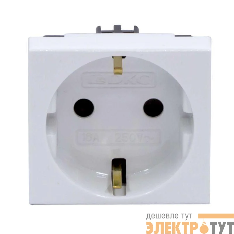 Розетка 1-м 2мод. Viva 16А IP20 2P+E с заземл. защ. шторки бел. DKC 45005