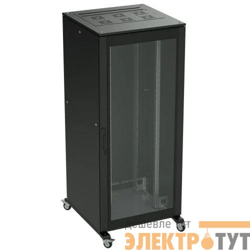 Шкаф напольный 47U 600х1000 двери стекло/сплошная укомплектован вводом и заглушками RAL9005 DKC R5IT4761GSB