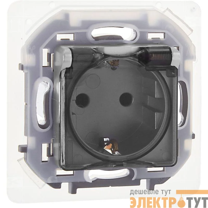 Розетка 1-м СП Inspiria 16А IP44 250В 2P+E защ. шторки с крышкой немецк. стандарт механизм алюм. IEK 673742