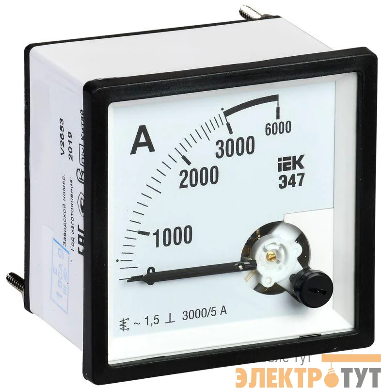 Амперметр Э47 96х96мм 3000/5А кл. точн. 1.5 IEK IPA20-6-3000-E