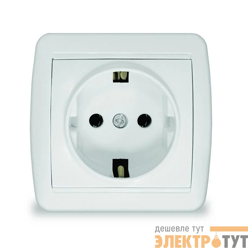 Розетка 1-м ОП Клио 16А IP44 с заземл. бел. UNIVersal К2228