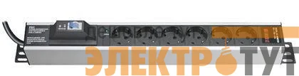 Блок распределения питания 6-м 16А Schuko вх. разъем Schuko для 19дюйм шкафов с 1п авт. выкл. выкл. защита от перенапряж. с индикатором сети DKC R5VSH6CBCD