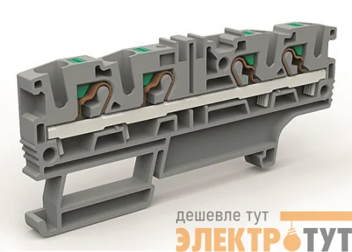 Клемма проходная 4 точки подключения на 4кв.мм DKC ZEFC420GR