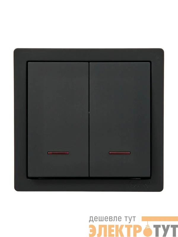 Выключатель 2-кл. ОП LETO с индикацией черн. бархат LEZARD 752-4200-112