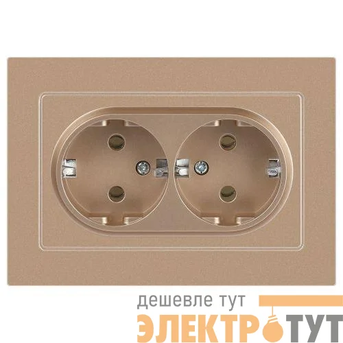 Розетка 2-м СП Accent 6-205-04 16А IP20 250В 2P+E Schuko AL/CU шампань Intro Б0063492