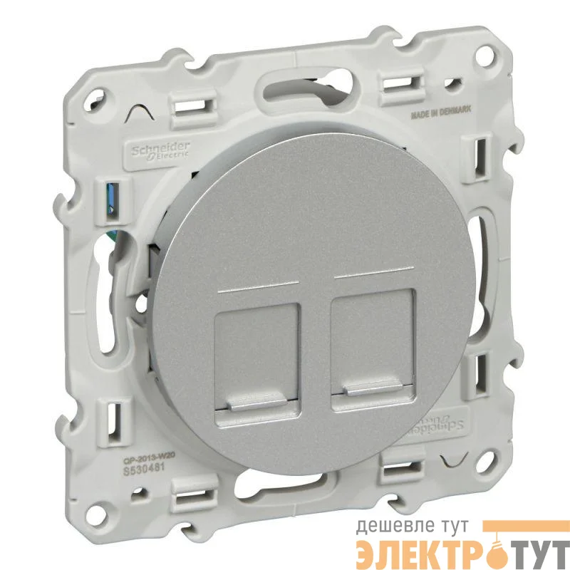 Механизм розетки комп. 2-м СП Odace RJ45 алюм. SchE S53R481