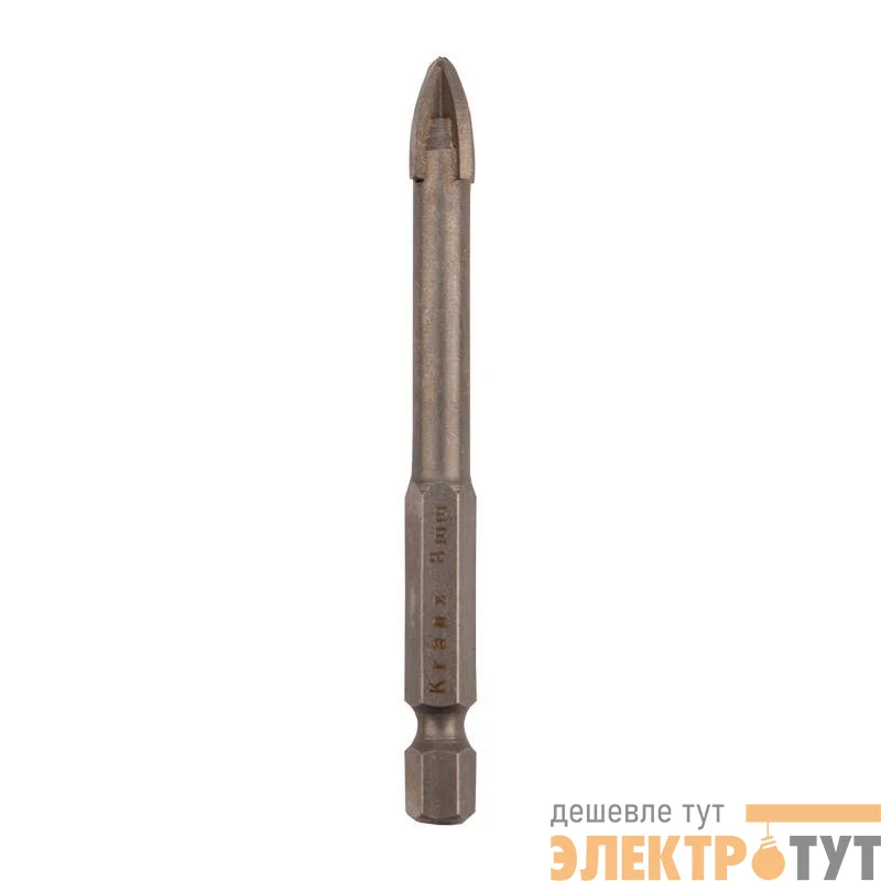 Сверло по стеклу и керамике 8мм 4 грани шестигранный хвостовик Kranz KR-91-0650