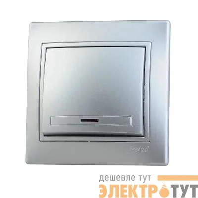 Выключатель 1-кл. СП Мира 10А IP20 с подсветкой метал. сер. LEZARD 701-1010-111