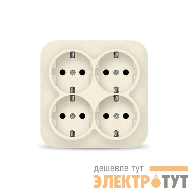 Розетка 4-м ОП 16А IP20 с заземл. сл. кость квадрат IONICH 1454