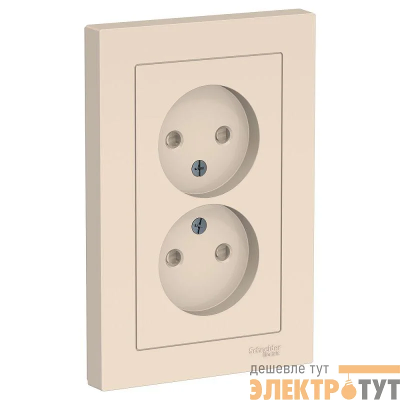 Розетка 2-м AtlasDesign 16А без заземл. защ. шторки в сборе беж. SchE ATN000222