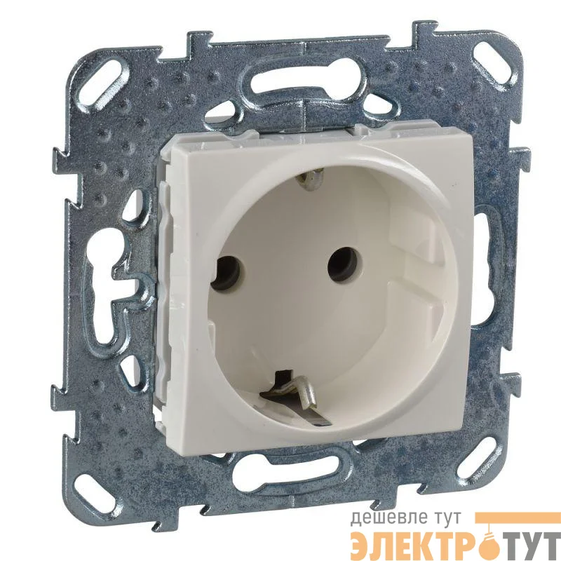 Механизм розетки 1-м СП Unica с заземл. беж. SchE MGU5.036.25ZD