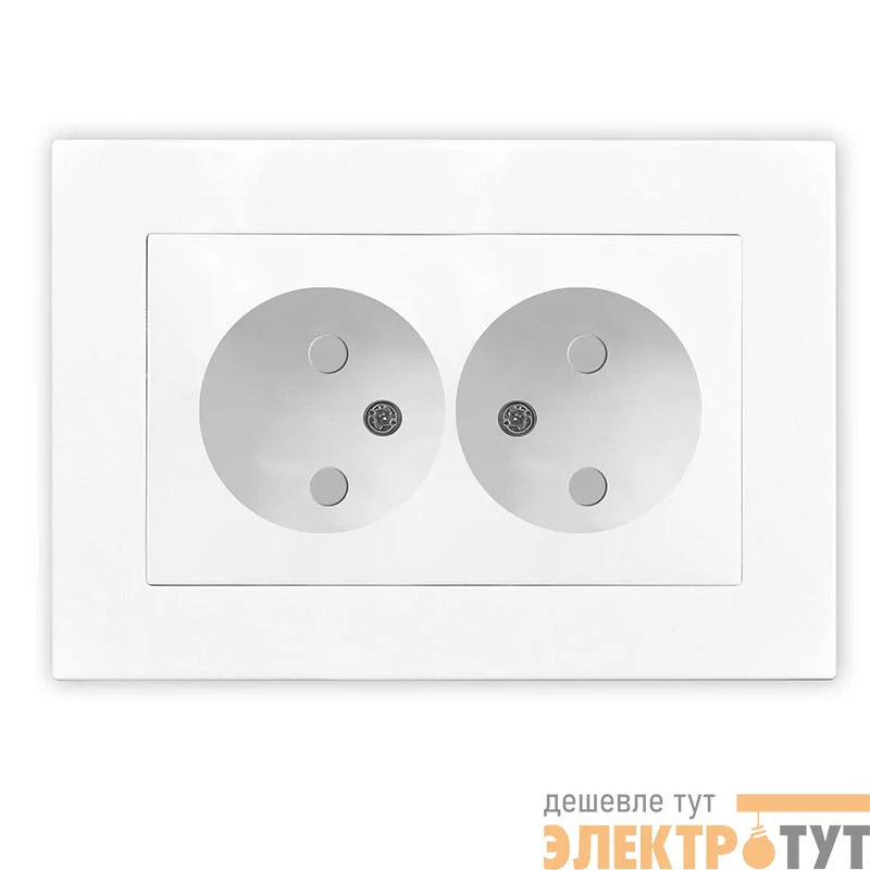 Розетка 2-м СП Афина 16А IP20 без заземл. защ. шторки в сборе бел. Universal A0048