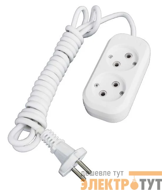Удлинитель 2х3м без заземл. 10А IP20 Е-202 ПВС 2х0.75 АБС-пластик UNIVersal 9631960