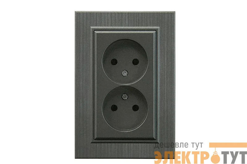 Розетка 2-я Karea LINE STAR без заземл. дым. металлик Makel 86050017