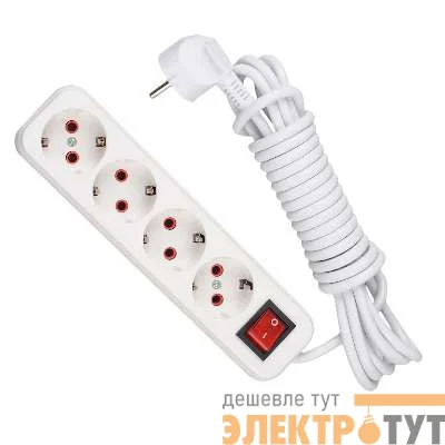 Удлинитель 4х5м с заземл. 16А IP20 с выкл. Lezard 720-0405-402